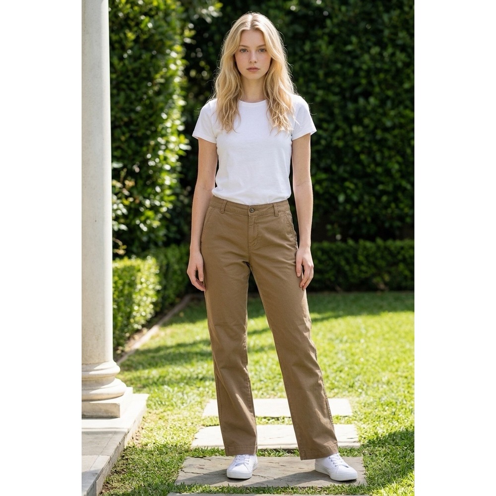 Old Navy Flirt Khakis Brown Straight Leg Pants Womens 12 Short Cotton Blend